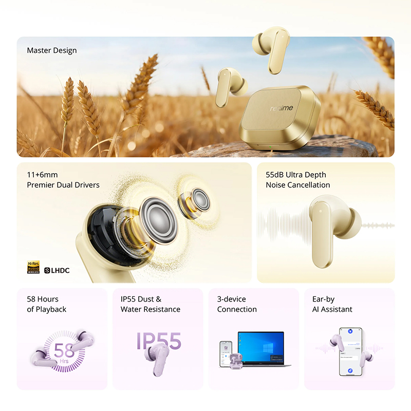 سماعات ريلمي بادز اير 8 اللاسل - مراجعة Realme Tablet Accessories وسعره