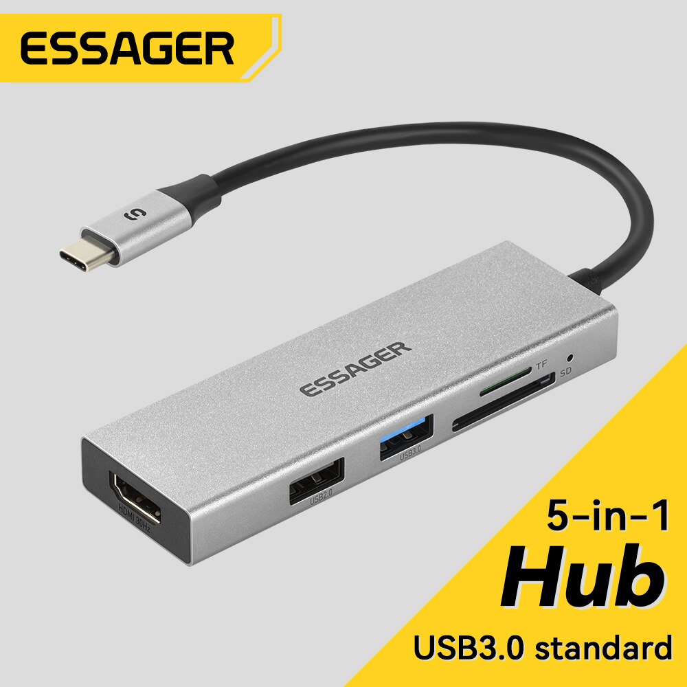 Essager 5 في 1 USB C HUB HDMI- - مراجعة Hdmi Adapter Tablet وسعره