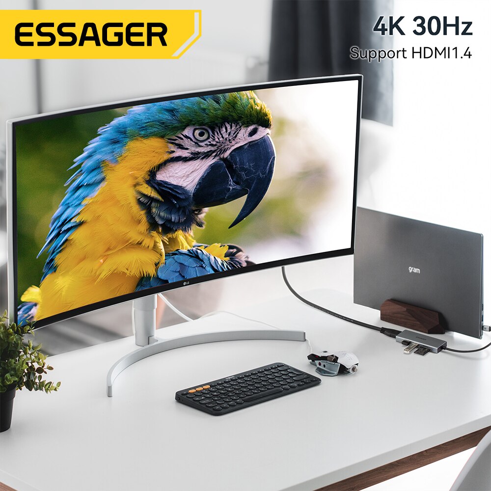 Essager 5 في 1 USB C HUB HDMI- - مراجعة Hdmi Adapter Tablet وسعره