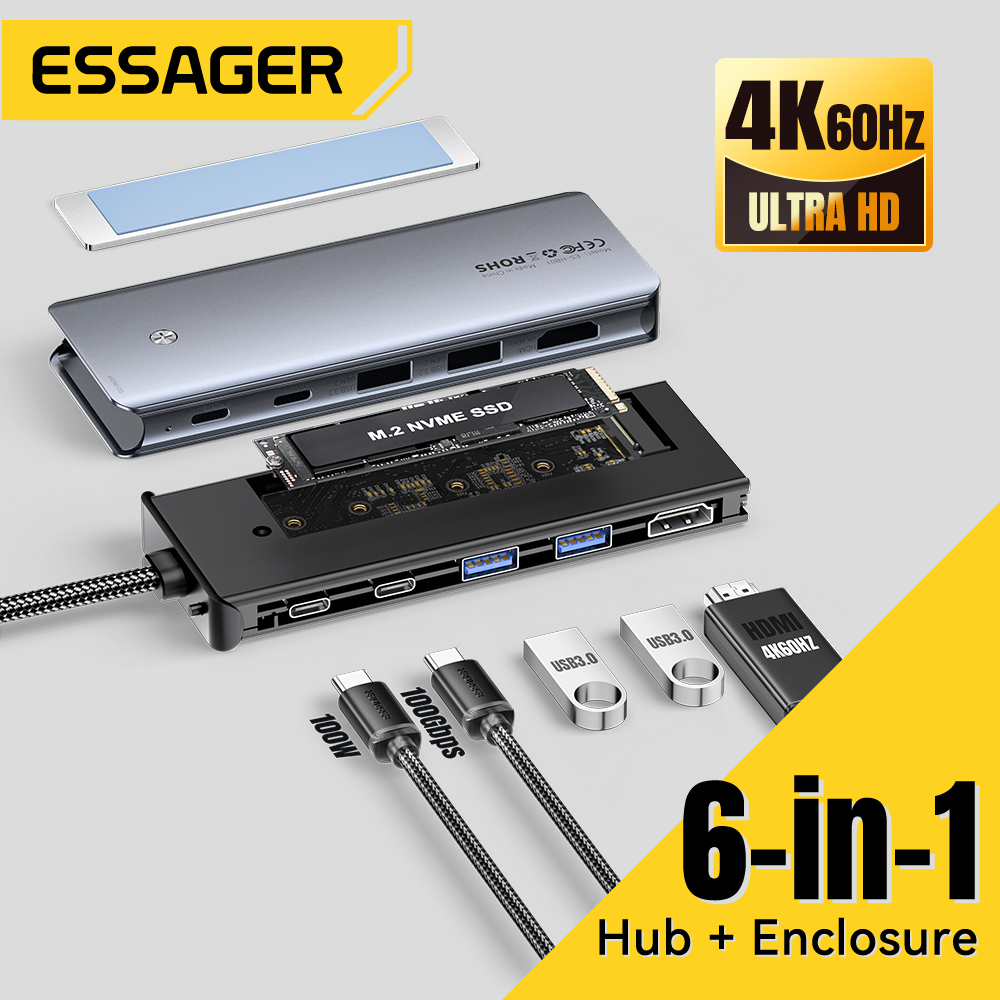 Essager USB C Hub مع M.2 SSD ح - مراجعة Hdmi Adapter Tablet وسعره