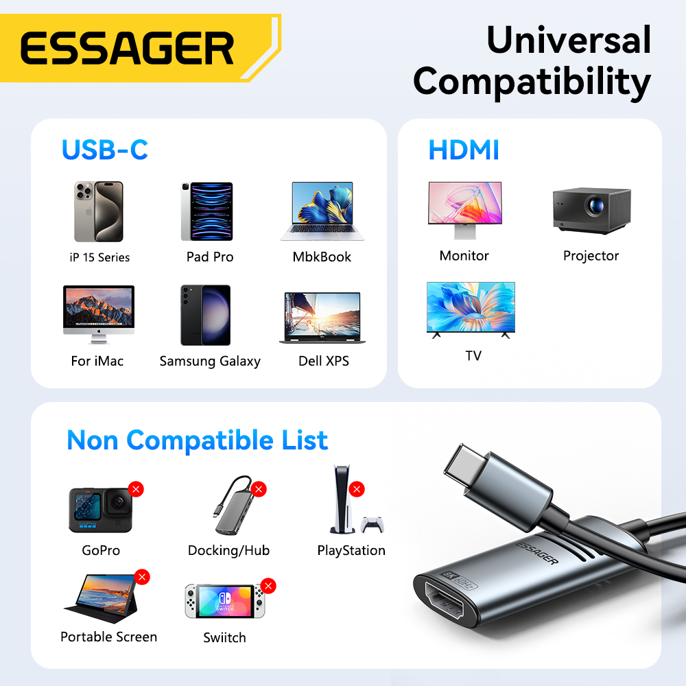 Essager HDMI إلى USB نوع C محو - مراجعة Hdmi Adapter Tablet وسعره